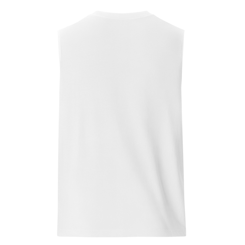 HUNGRI Performance Muscle Tank in White - back view