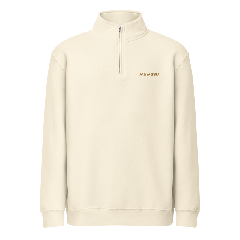 HUNGRI Fundamental Fleece Quarter-Zip in Sandshell - front view
