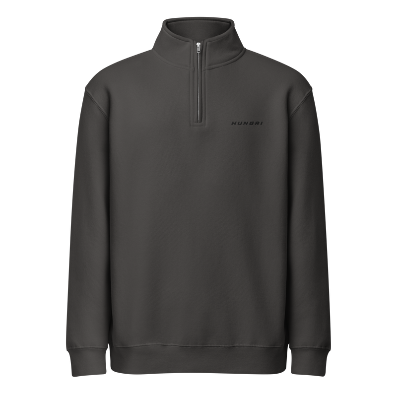 HUNGRI Fundamental Fleece Quarter-Zip in Smoke - front view